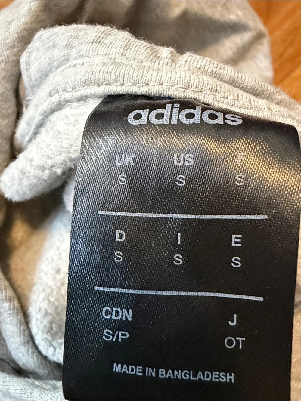 Men’s Adidas Light Gray Hoodie with Black Logo and Stripes Size Small